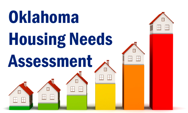 Oklahoma Housing Needs Assessment text with houses on graphs